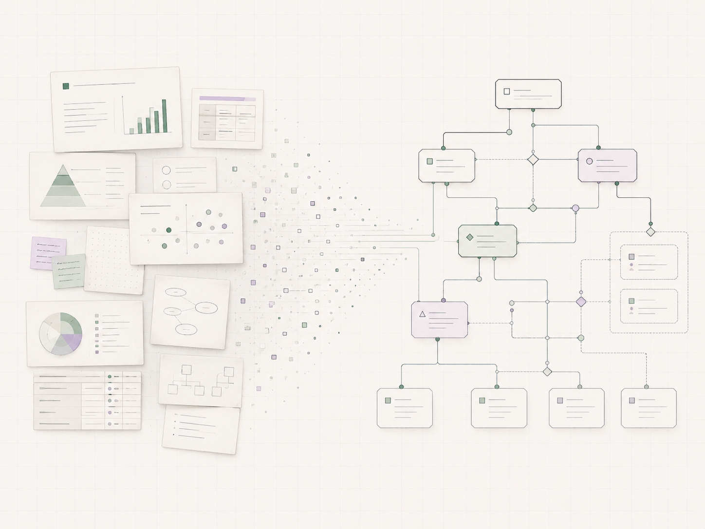 Abstract diagram of entities, relationships, and standards codified as firm infrastructure.